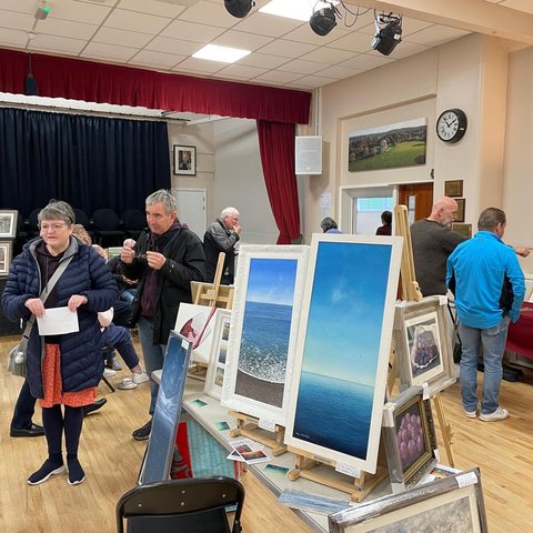 Artists showing their art at Barlaston Village Hall in Staffordshire