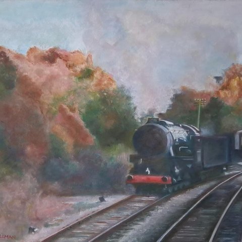 Ols style steam train on railtracks